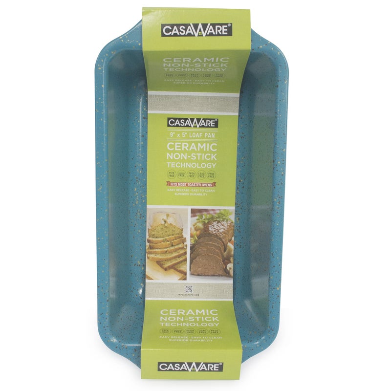 casaWare Loaf Pan 9 x 5Inch Ceramic Coated NonStick Blue Granite standard