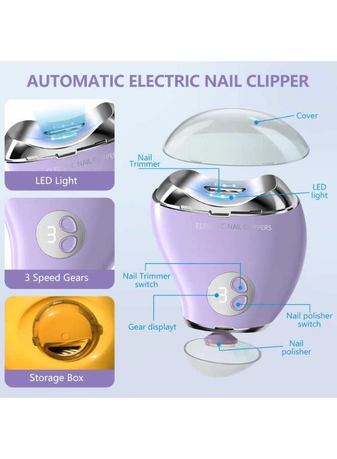 مقلم أظافر كهربائي آلي بثلاث مستويات سرعة وخزان تخزين قصاصات الأظافر، بشاشة رقمية LCD وقابل للشحن عبر USB، مناسب للأطفال والكبار وكبار السن - Image 5