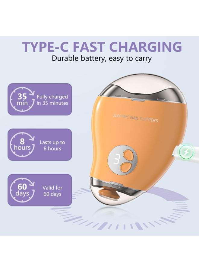 مقلم أظافر كهربائي آلي بثلاث مستويات سرعة وخزان تخزين قصاصات الأظافر، بشاشة رقمية LCD وقابل للشحن عبر USB، مناسب للأطفال والكبار وكبار السن - Image 2