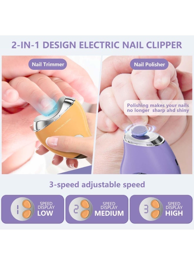 مقلم أظافر كهربائي آلي بثلاث مستويات سرعة وخزان تخزين قصاصات الأظافر، بشاشة رقمية LCD وقابل للشحن عبر USB، مناسب للأطفال والكبار وكبار السن - Image 4