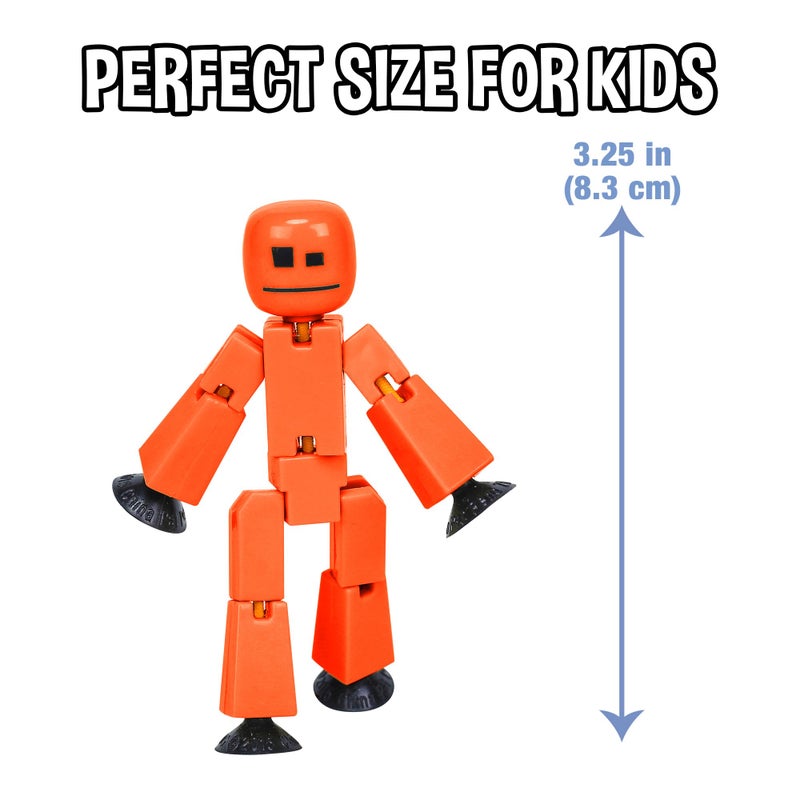 Zing StikBot Single Pack - Includes 1 StikBot - Collectible Action Figures and Accessories, Stop Motion Animation, Ages 4 and Up (Red Orange) - Image 3