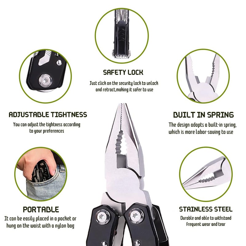Samest 14 in 1 Multitool Pliers Gives One Whistle as a Gift, Professional Pocket Pliers from Wife Daughter to Father Boyfriend Husband on Christmas, Birthday, Valentine's, Father's Day - Samest - Image 4