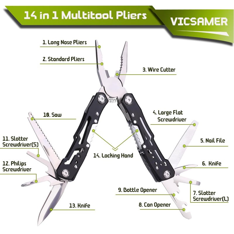 Samest 14 in 1 Multitool Pliers Gives One Whistle as a Gift, Professional Pocket Pliers from Wife Daughter to Father Boyfriend Husband on Christmas, Birthday, Valentine's, Father's Day - Samest - Image 3