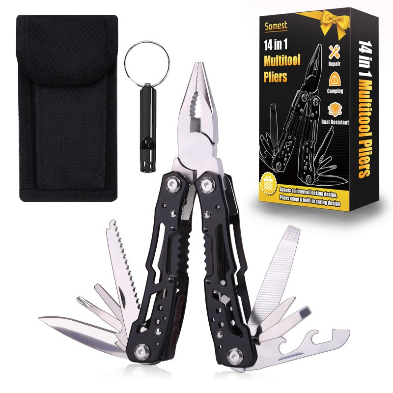 Samest 14 in 1 Multitool Pliers Gives One Whistle as a Gift, Professional Pocket Pliers from Wife Daughter to Father Boyfriend Husband on Christmas, Birthday, Valentine's, Father's Day - Samest - Image 1