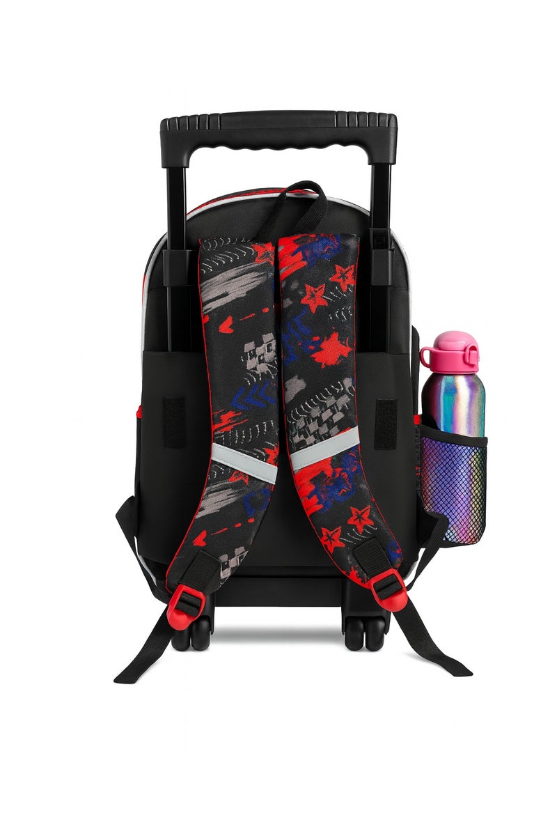 مجموعة شنطة مدرسية فاخرة بعجلات للأطفال – 3 قطع (شنطة بعجلات + حقيبة طعام + مقلمة) – تصميم عصري للبنات والأولاد - Image 2