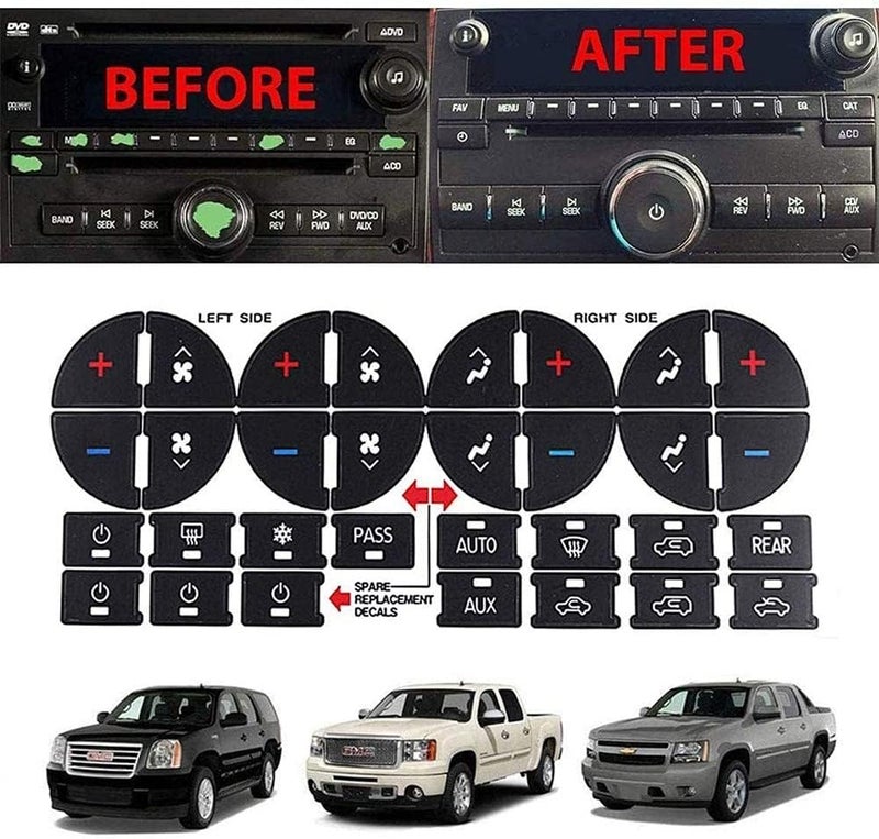 AC Dash Button Stickers Repair Kit for GM GMC Chevy Tahoe and Buick Vehicles (2007-2015) - Image 3