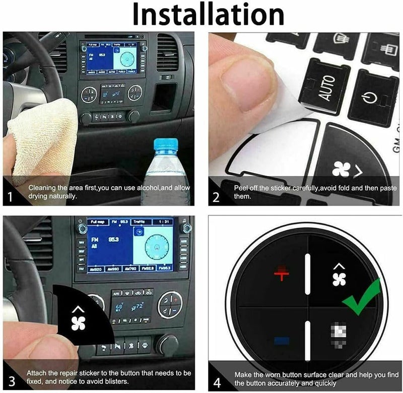 AC Dash Button Stickers Repair Kit for GM GMC Chevy Tahoe and Buick Vehicles (2007-2015) - Image 5