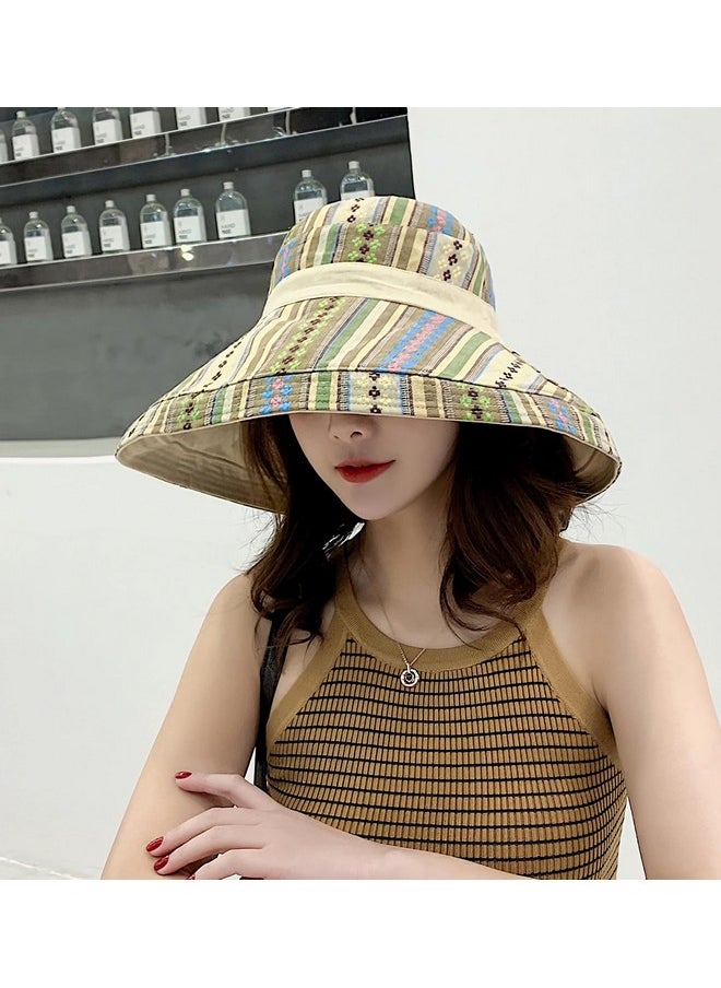 Huamulan - Women Wide Brim Sun Hats Summer Bohemian Beach Fishing Hat Uv Protection For Hiking Garden Travel Lawn Work Chin Strap - Image 1
