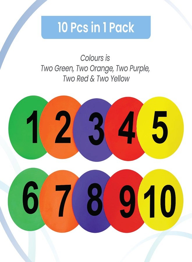 GISCO Sequence Spot Markers 9.5 Inch, Non Slip Rubber Agility Markers, Flat Markers for Sports Speed Agility Training and Drills, Kids Learning |1-10 Number Printed Circle Marker | Pack of 10 - Image 2