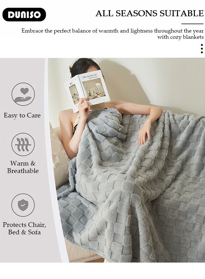 DUNISO بطانية رمي للكنبة أو السرير، بطانيات فائقة النعومة والراحة لتزيين الغرفة، دافئة وقابلة للتنفس، بطانية خفيفة الوزن ودافئة مناسبة للكنبة، الأريكة، السرير، الكرسي - Image 4
