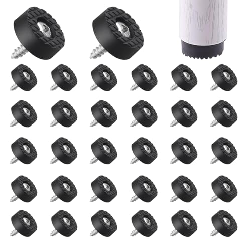 Serplex® 0.7 inches Round Rubber Furniture Leg Pads Screw On Anti-Slip Chair Leg Pads Floor Protector Noise Reduction Furniture Leg Pads for Table, Desk, Chair, Pack of 32 - Image 1