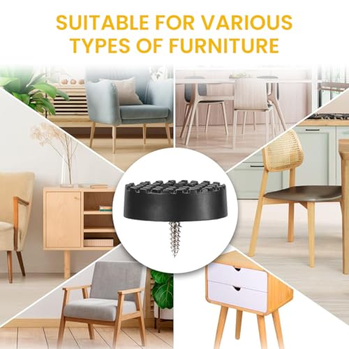 Serplex® 0.7 inches Round Rubber Furniture Leg Pads Screw On Anti-Slip Chair Leg Pads Floor Protector Noise Reduction Furniture Leg Pads for Table, Desk, Chair, Pack of 32 - Image 5