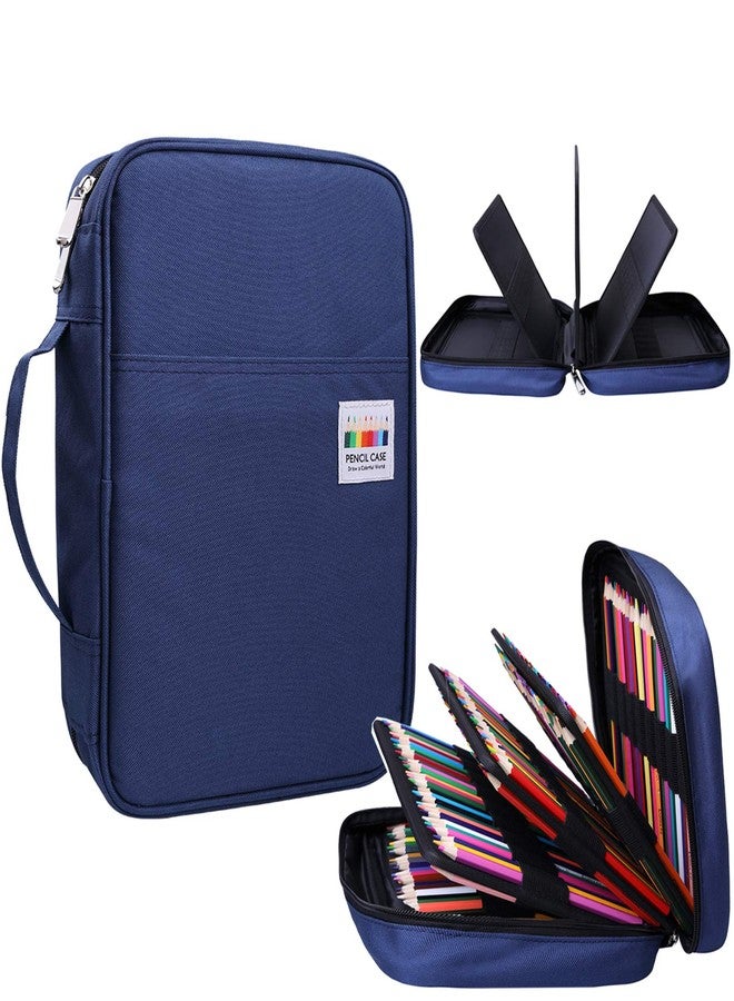 BOMKEE Pencil Case for Adults 220 Slots Colored Pencils Gel Pen Organizer Bag with Zipper for Artist Handy Glitter Gel Pens, Refills, Waterproof Coloring Holder Pencils Case(Blue) - Image 4