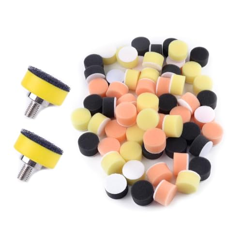 beler 2pcs 1" 25mm M6 Backer Plate & 60pcs Mixed Sponge Buffing Polishing Pads (rough & medium & fine 20pcs each) Fit For Car Polisher - Image 1