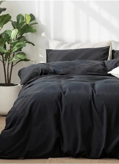 King Size 6-Piece Premium Quality Bedding Set in Solid Black, No Filler Included.