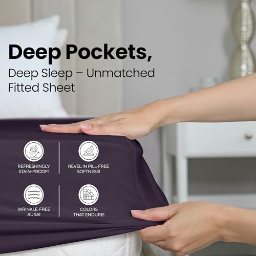 Utopia Bedding Full Fitted Sheet - Bottom Sheet - Deep Pocket - Soft Microfiber - Shrinkage and Fade Resistant - Easy Care -1 Fitted Sheet Only (Purple) - Image 4