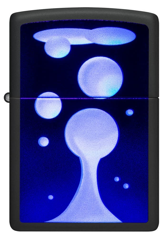 Zippo Black Light Lava Lamp Design Black Matte Windproof Pocket Fuel Refillable Lighter, BIS Certified - Image 2
