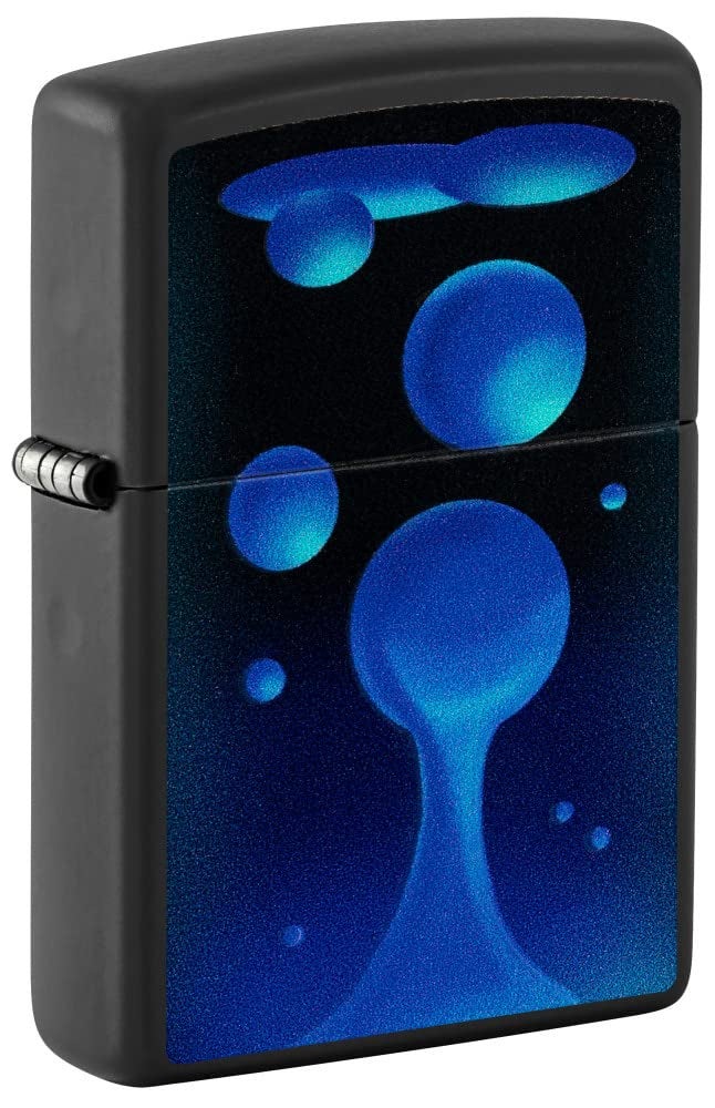Zippo Black Light Lava Lamp Design Black Matte Windproof Pocket Fuel Refillable Lighter, BIS Certified - Image 1