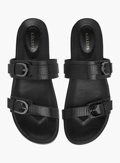 Celeste Women's Buckle Accent Slip-On Flat Sandals