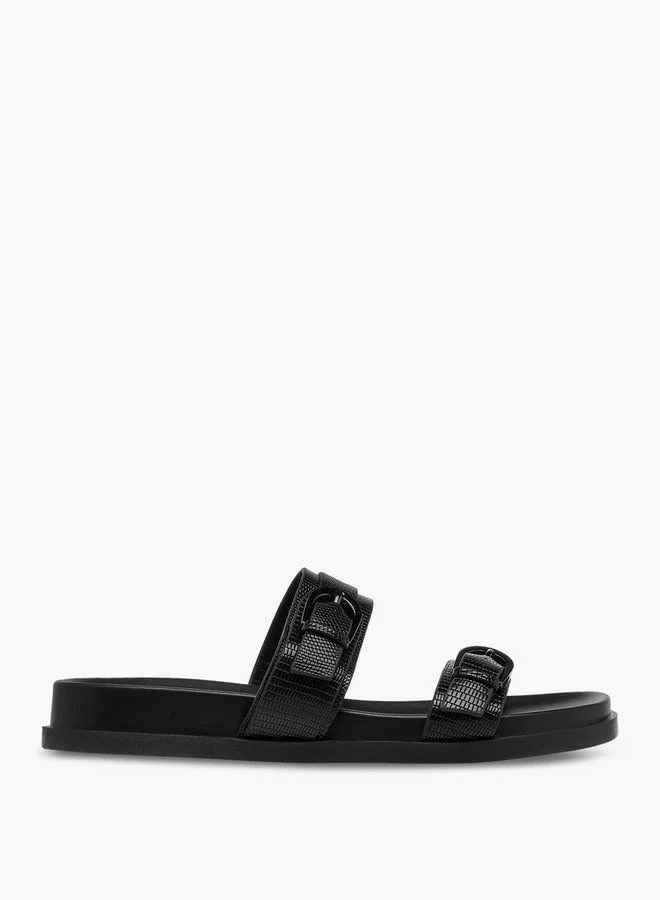 Women's Buckle Accent Slip-On Flat Sandals