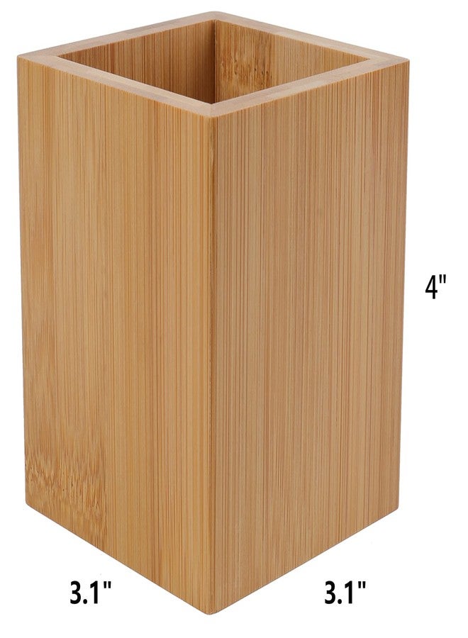 Tosnail 2 Pack Bamboo Pen Holder Pencil Holder for Desk, Makeup Brush Organizer Marker Pen Storage Cup for Office, School and Home - Image 2