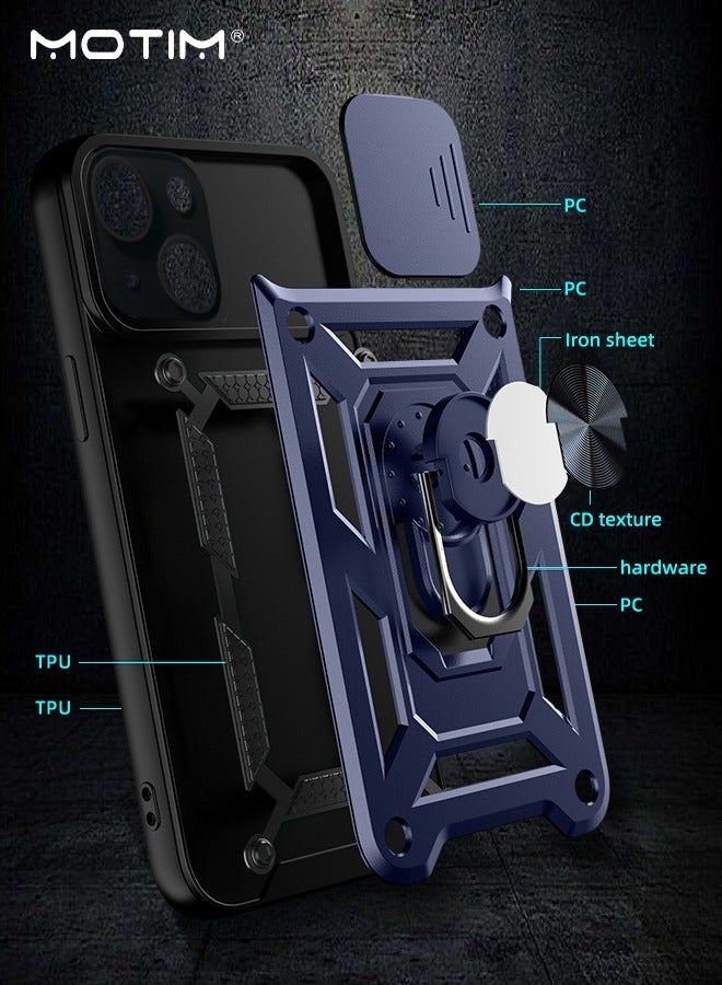 Motim iPhone 15 Armor Case with Slide Camera Cover and Kickstand, Phone Case for iPhone 15 with Magnetic Car Mount Holder,  Full Body Protective Cover Shockproof Phone Case  - Image 4