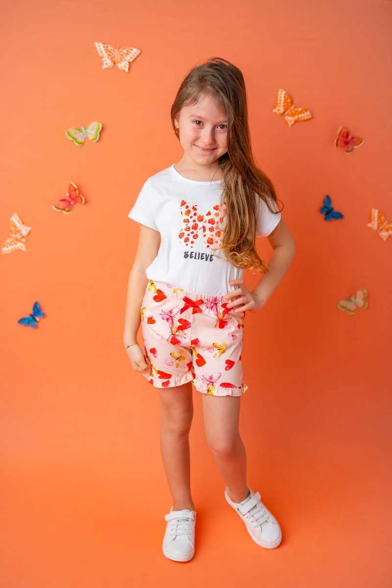 زيلاند Baby Girl Heart Patterned Frilled Heart Comfortable Shorts (9MONTH-8YEARS)
