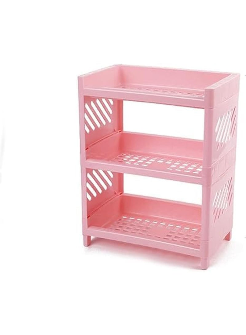 سبيس شوب رف تخزين مكتبي بثلاث طبقات صناديق تخزين لمستحضرات التجميل والعناية بالبشرة منظم مكياج مقاوم للغبار منظم مكتبي - Image 1