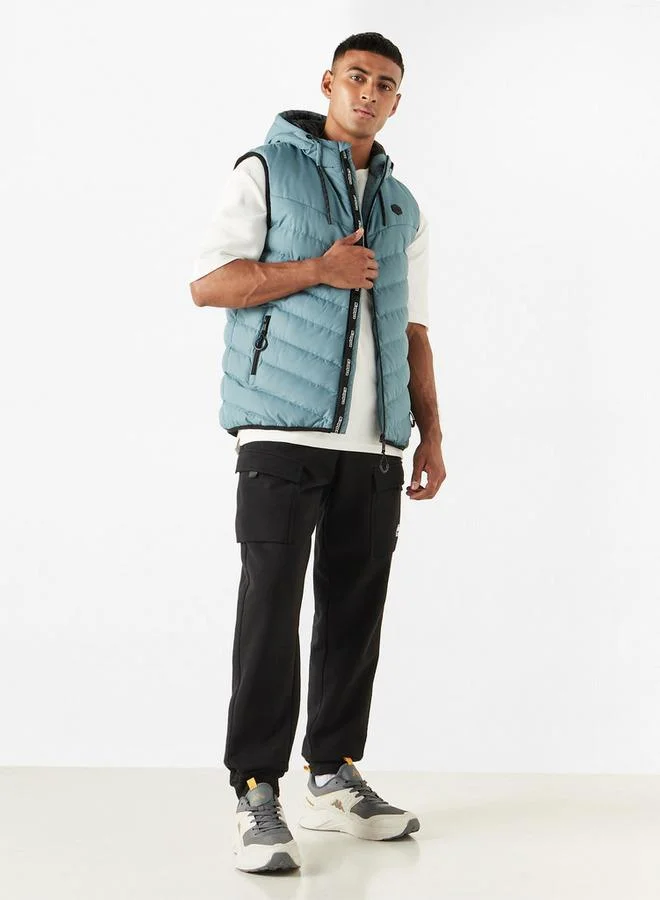 Kappa Kappa Quilted Sleeveless Zip Through Jacket with Hood and Pockets