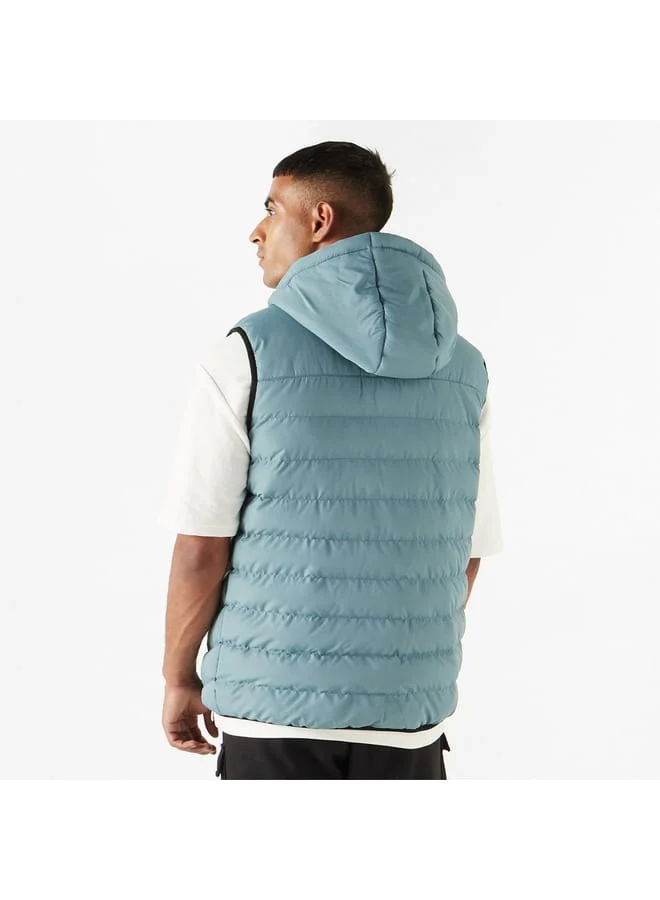 Kappa Kappa Quilted Sleeveless Zip Through Jacket with Hood and Pockets