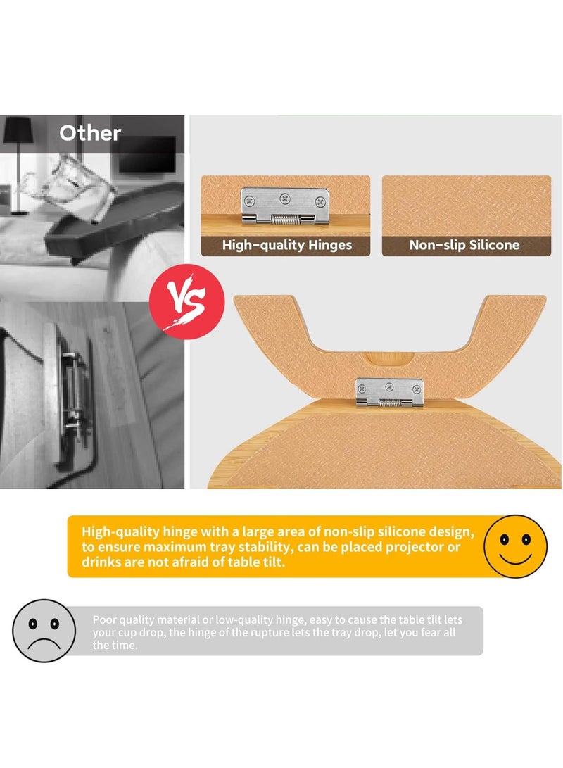 Bamboo Sofa Tray Table Clip on Side Table Couch Arm with 360° Rotating Phone Holder Couch Tray for Arm Sofa Table for Eating Drinks Snacks Remote Control - Image 5