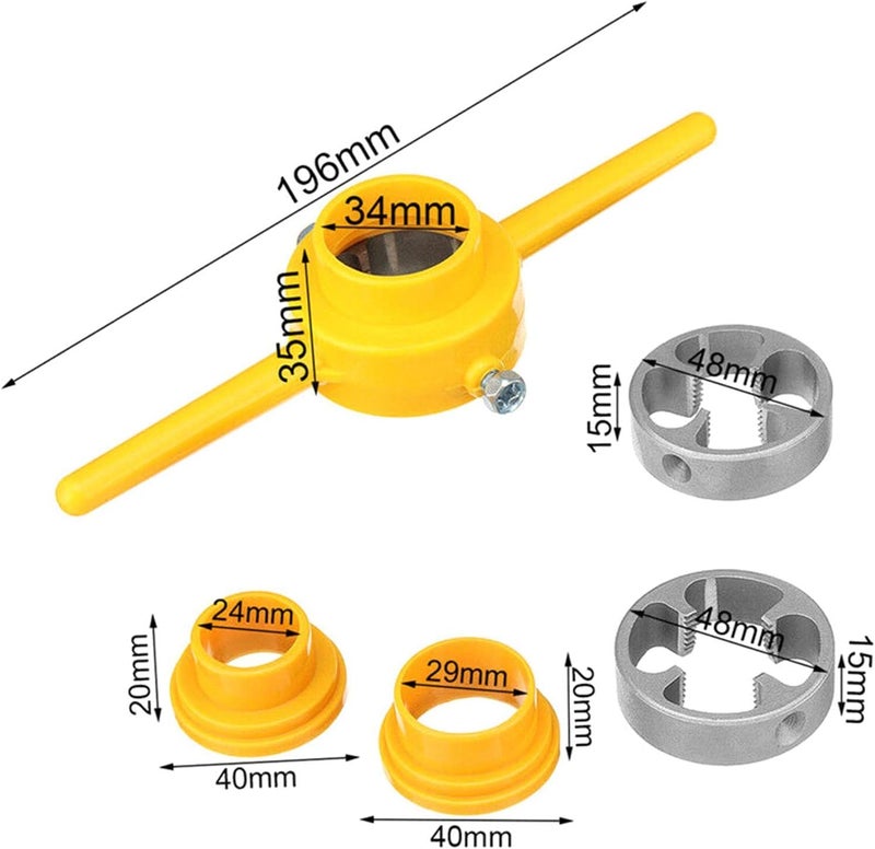 كلاراكو مجموعة أدوات PVC، مجموعة قوالب NPT، مجموعة لولبة خشبية ممتازة، أدوات لولبة أنابيب يدوية مقاس 1/2 بوصة، 3/4 بوصة، 1 بوصة، مجموعة صنابير NPT للجراج - Image 5