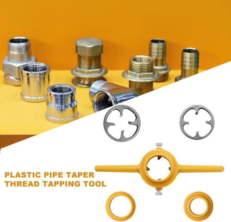 كلاراكو مجموعة أدوات PVC، مجموعة قوالب NPT، مجموعة لولبة خشبية ممتازة، أدوات لولبة أنابيب يدوية مقاس 1/2 بوصة، 3/4 بوصة، 1 بوصة، مجموعة صنابير NPT للجراج - Image 4