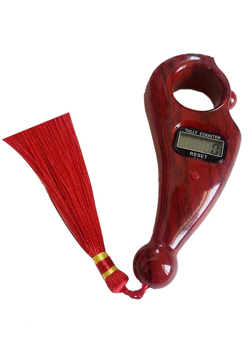 Prayer Beads With Digital Counter, Red - Image 2