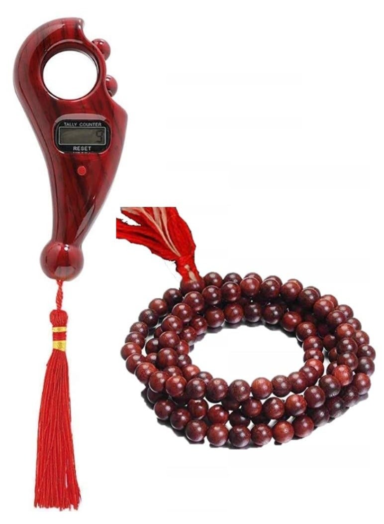 Prayer Beads With Digital Counter, Red - Image 5