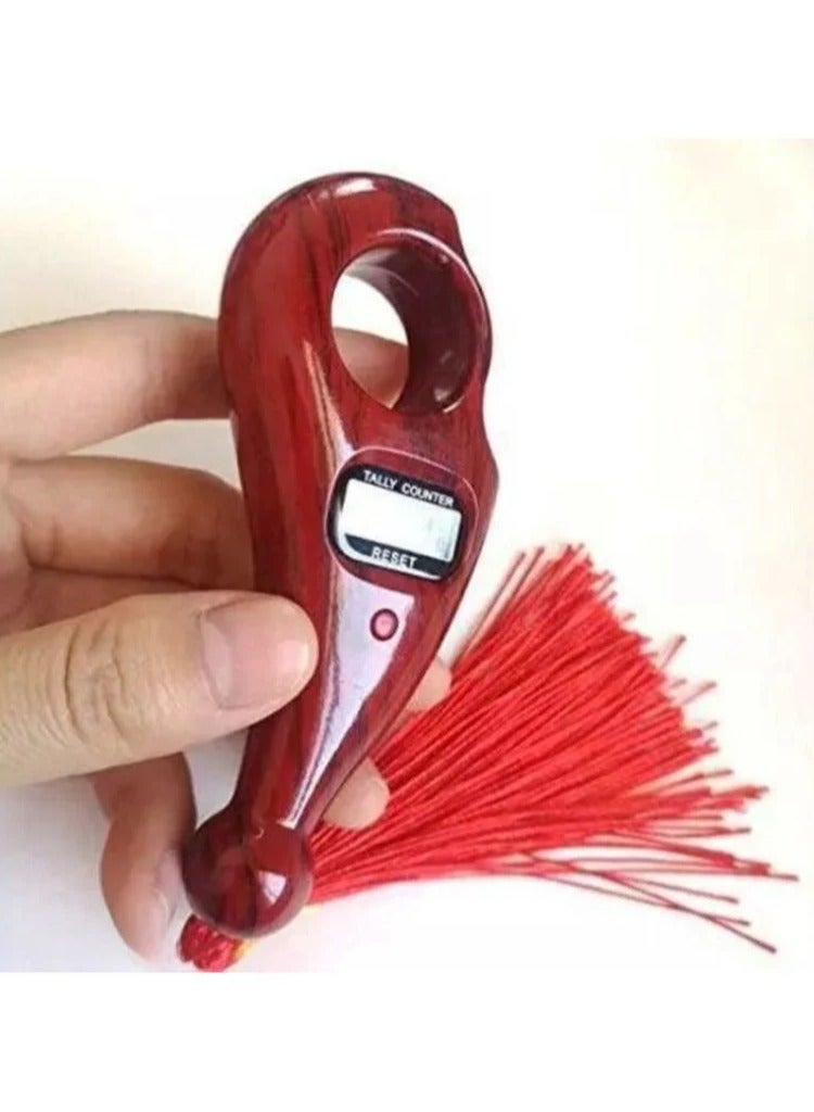 Prayer Beads With Digital Counter, Red - Image 3