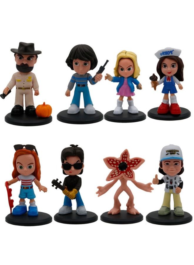 Stranger Things 8-Piece Stranger Things Statue Model Action Figure Toy Collection Set With Bases, Head Movable Super Collectible Figure Toy 0.3kg - Image 1