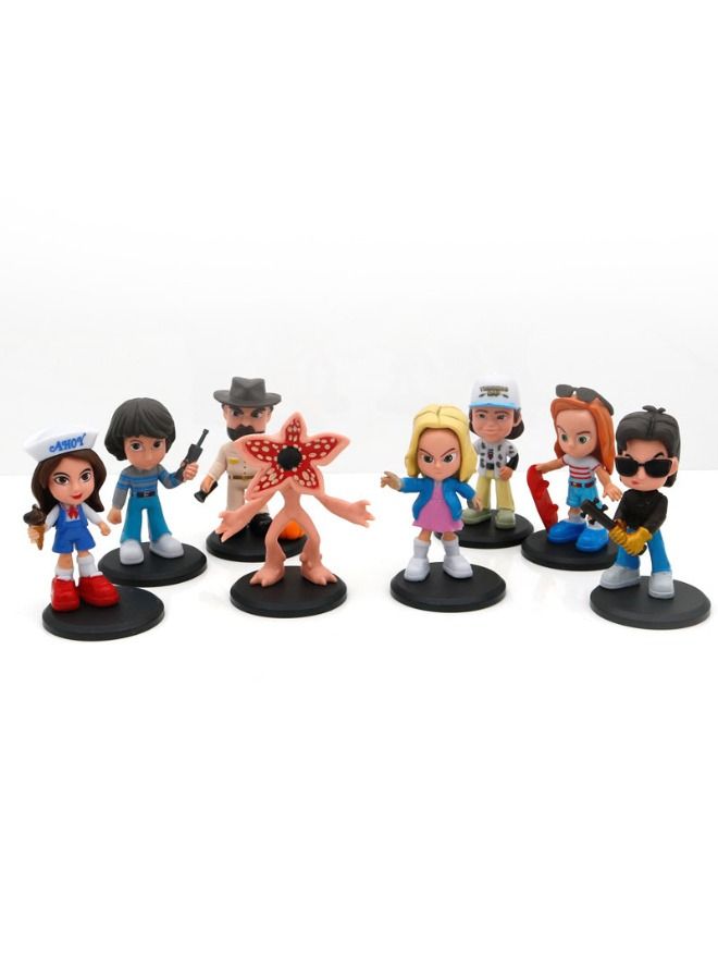 Stranger Things 8-Piece Stranger Things Statue Model Action Figure Toy Collection Set With Bases, Head Movable Super Collectible Figure Toy 0.3kg - Image 2