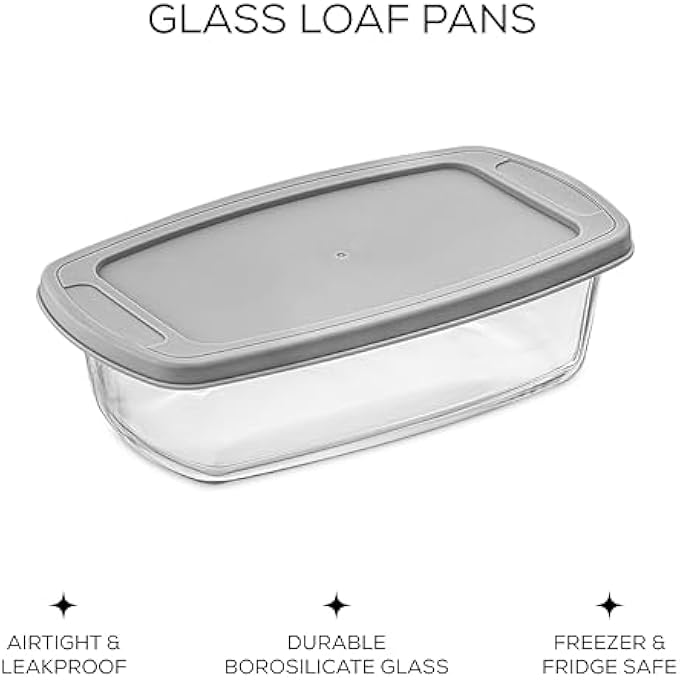 JoyJolt Glass Loaf Pan Set with Lid Rectangular 19 Quart Deep Meatloaf  Banana Bread Loaf Pans - Image 3