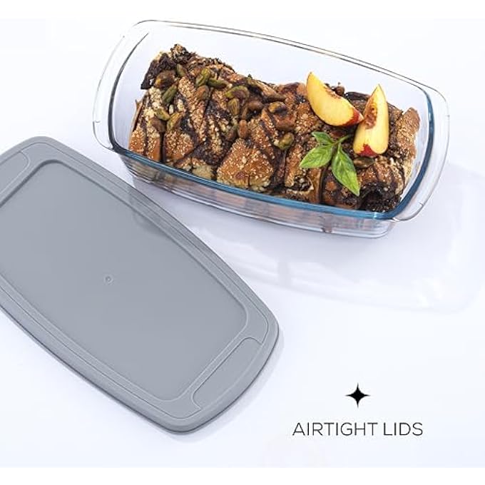 JoyJolt Glass Loaf Pan Set with Lid Rectangular 19 Quart Deep Meatloaf  Banana Bread Loaf Pans - Image 5
