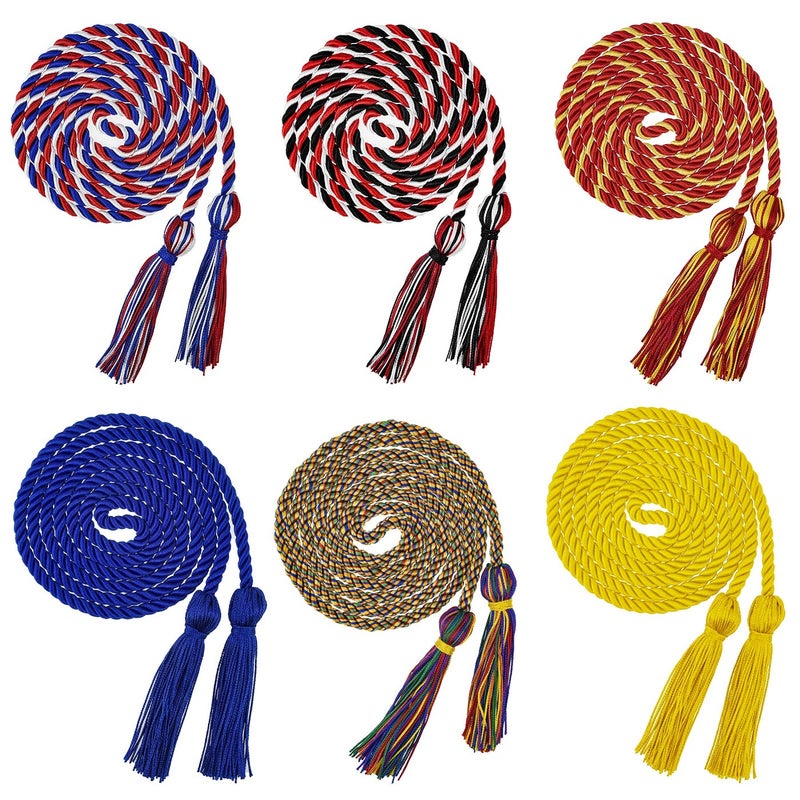 HOVEOX 6 Pieces Graduation Cords Tassels Cord Honor Cords with Tassel Graduation Honor Cords for Graduation Students