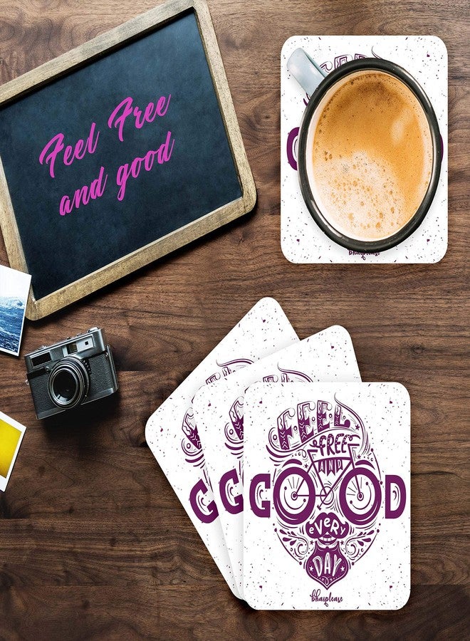 Bhai Please Feel Free and Good Wooden Coaster (3.5 inches) Coaster for Living Room/Kitchen/Office/Table/Gifting, Food, Drink, Kitchen Accessories Available in Set of 1,2,4,6 and 8 pcs (1) - Image 2