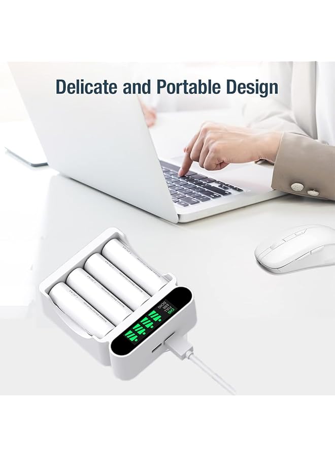 لينجي شاحن بطارية لينجي، شاحن بطارية عالمي، 4 فتحات، شحن USB متاح، مناسب للبطاريات القابلة لإعادة الشحن من النيكل والهيدروجين رقم 5 و7، تقنية الكشف الذكي - Image 5