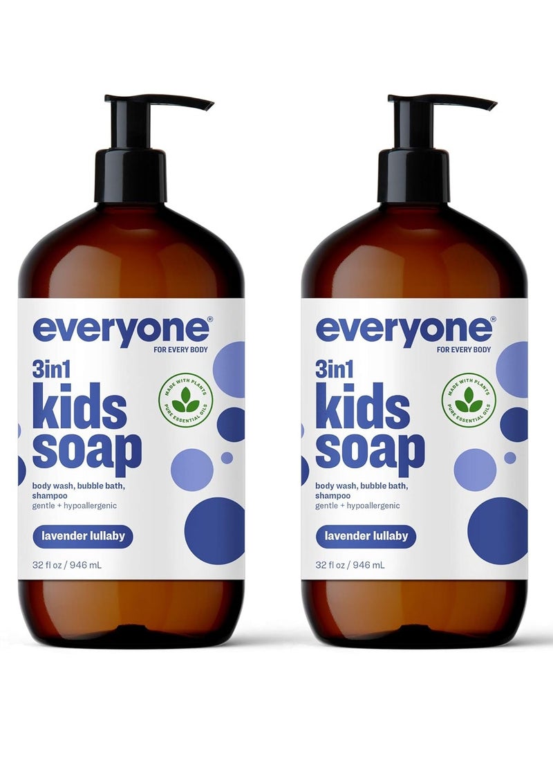 everyone for every body - Everyone 3-in-1 Kids Soap, Body Wash, Bubble Bath, Shampoo, 32 Ounce (Pack of 2), Lavender Lullaby, Coconut Cleanser with Plant Extracts and Pure Essential Oils - Image 1