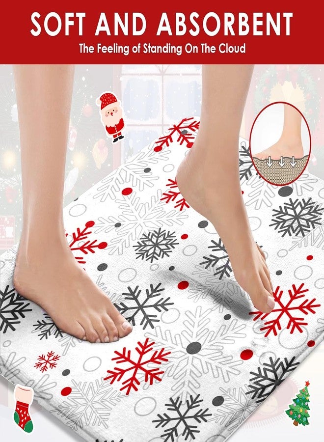 ArtSocket 4 Pcs Shower Curtain Set Christmas Big Small Snowflakes Red with Non-Slip Rugs Toilet Lid Cover and Bath Mat Bathroom Decor Set 72" x 72" - Image 4
