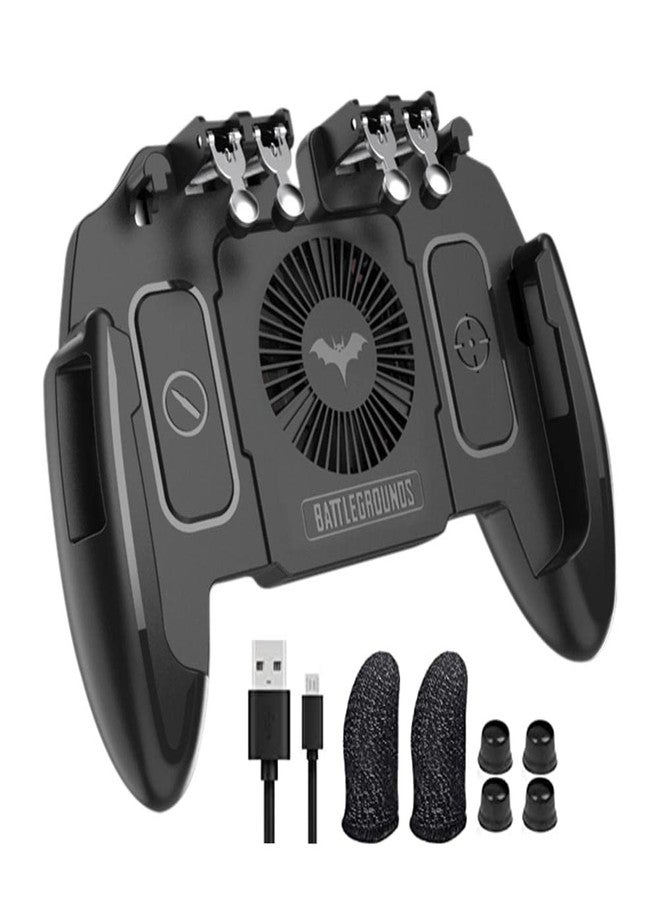 FURZEQIFA PUBG Mobile Controller Joystick Turnover Button Gamepad for PUBG iOS Android Six Finger Operating Gamepad With Cooling Fan - Image 1