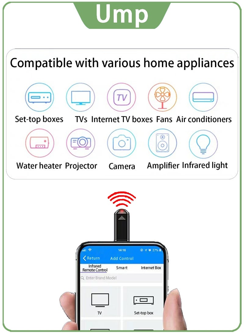 Ump Universal Smartphone IR Remote Control with Lighting Port  Compact & Portable. Compatible with Various Home Appliances. - Image 2