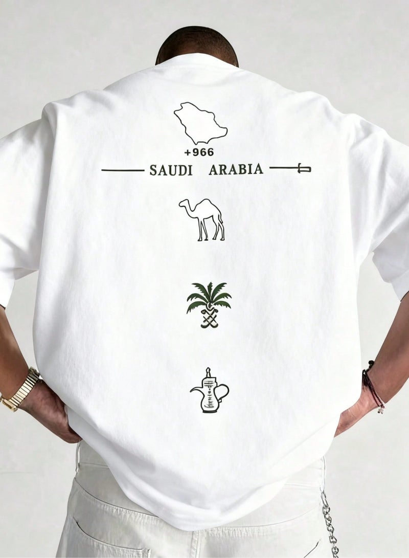 Men's 100% cotton comfortable top, men's National Day printed T-shirt, short sleeve, crew neck, half sleeve, loose and casual, suitable for travel, holiday gifts, lightweight summer T-shirt - Image 1