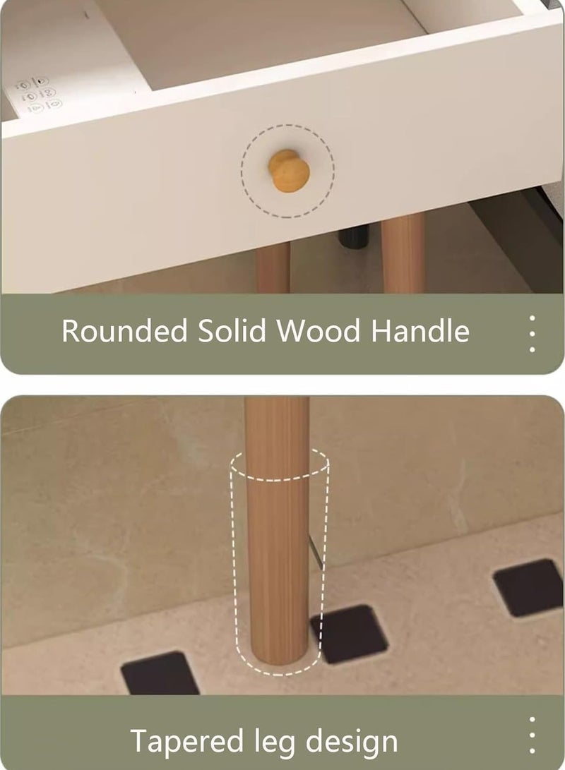 Beauenty White Mid Century Modern Nightstand, Wood End Table for Living Room, Bed Side Table, Night Stand with Drawer and Shelf, Sturdy Construction, Easy Assembl (Single-layer single drawer) - Image 5