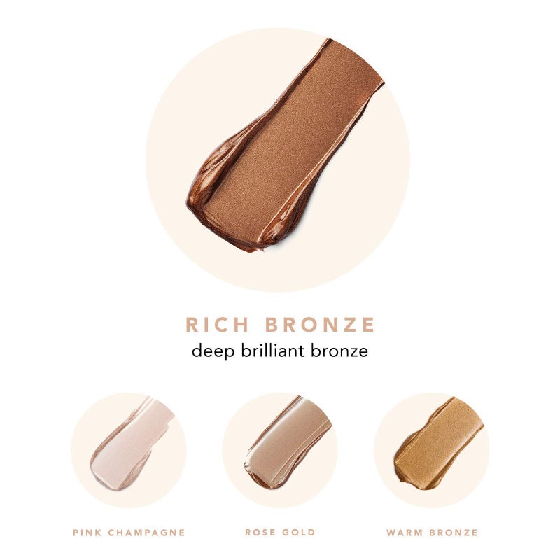 JLO Beauty جلو بيوتي معزز لون البشرة هايلايتر وبرونزر للوجه والجسم، برونز غني، مكياج خفيف للعناية بالبشرة مع فيتامين E، تينت شيمر شفاف لبشرة متألقة، فلتر النجوم، 1 أونصة سائلة - Image 4